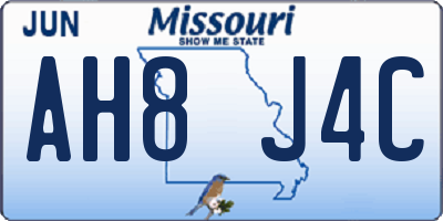 MO license plate AH8J4C
