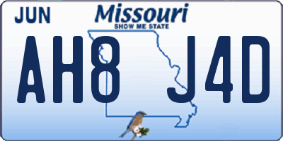 MO license plate AH8J4D