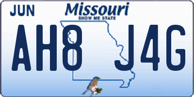 MO license plate AH8J4G