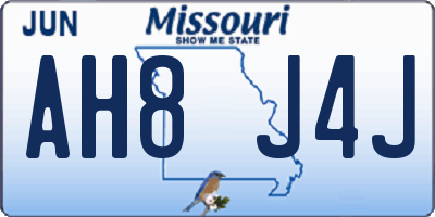 MO license plate AH8J4J