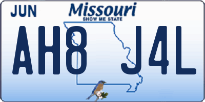 MO license plate AH8J4L
