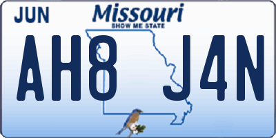 MO license plate AH8J4N