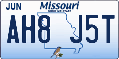 MO license plate AH8J5T
