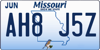 MO license plate AH8J5Z