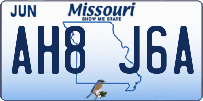 MO license plate AH8J6A
