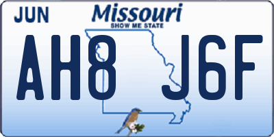 MO license plate AH8J6F