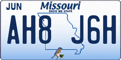 MO license plate AH8J6H