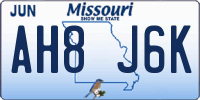 MO license plate AH8J6K