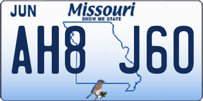 MO license plate AH8J6O
