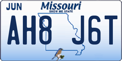 MO license plate AH8J6T