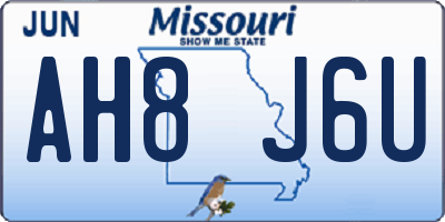 MO license plate AH8J6U
