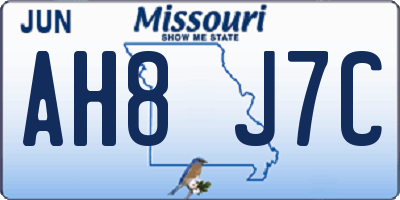 MO license plate AH8J7C
