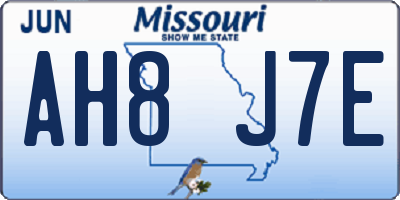 MO license plate AH8J7E