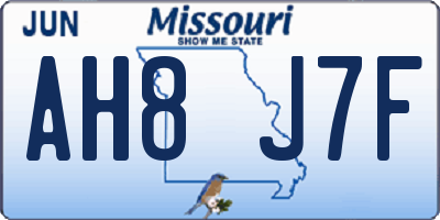 MO license plate AH8J7F