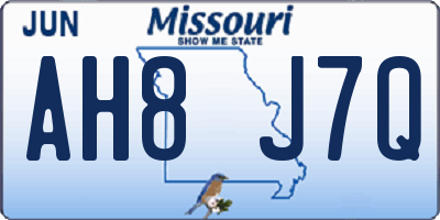 MO license plate AH8J7Q