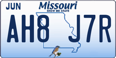MO license plate AH8J7R