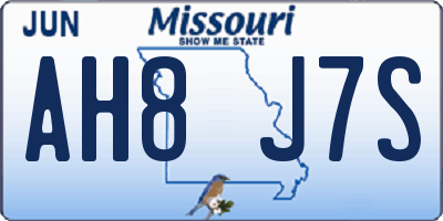 MO license plate AH8J7S