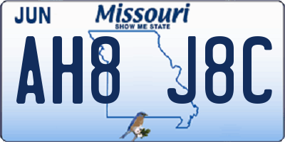 MO license plate AH8J8C