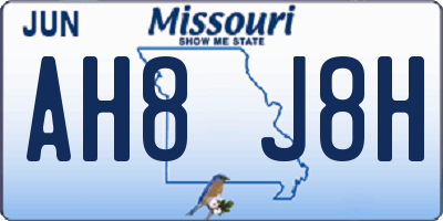MO license plate AH8J8H