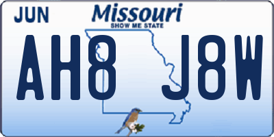 MO license plate AH8J8W