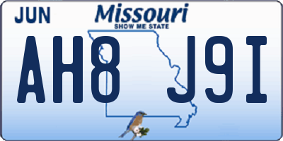 MO license plate AH8J9I