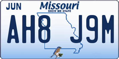 MO license plate AH8J9M