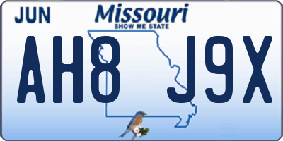 MO license plate AH8J9X