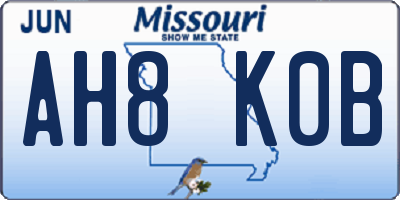 MO license plate AH8K0B