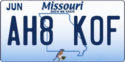 MO license plate AH8K0F