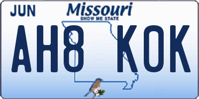 MO license plate AH8K0K