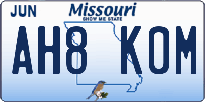 MO license plate AH8K0M