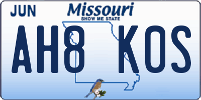 MO license plate AH8K0S