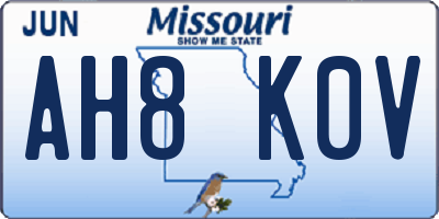 MO license plate AH8K0V