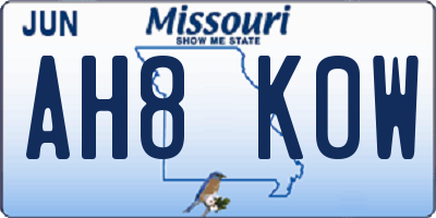 MO license plate AH8K0W