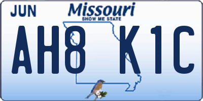 MO license plate AH8K1C