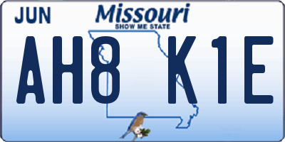 MO license plate AH8K1E