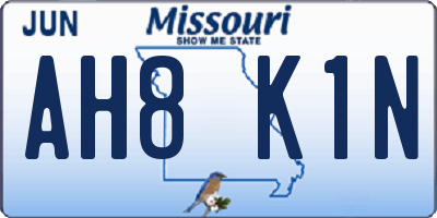 MO license plate AH8K1N