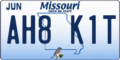 MO license plate AH8K1T