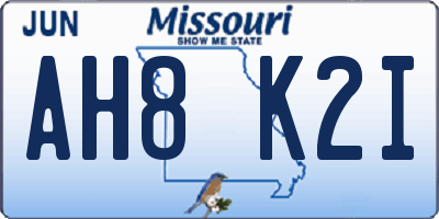 MO license plate AH8K2I