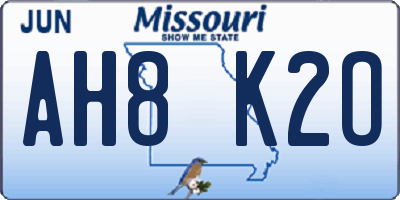 MO license plate AH8K2O