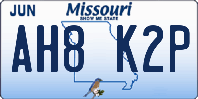 MO license plate AH8K2P