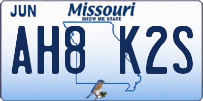 MO license plate AH8K2S