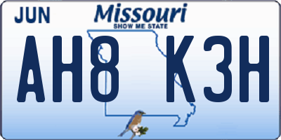 MO license plate AH8K3H