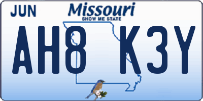 MO license plate AH8K3Y