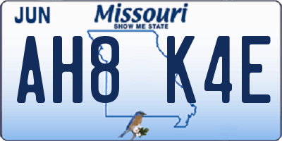 MO license plate AH8K4E
