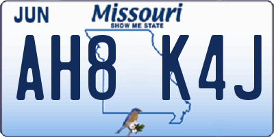 MO license plate AH8K4J