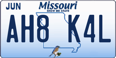 MO license plate AH8K4L