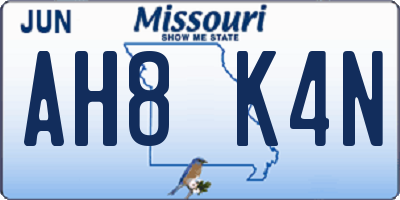 MO license plate AH8K4N