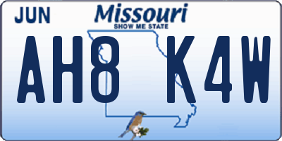 MO license plate AH8K4W