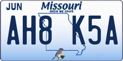 MO license plate AH8K5A